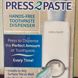 NIB Press 2 Paste Hands Free Toothpaste Dispenser " Great brushing teeth New